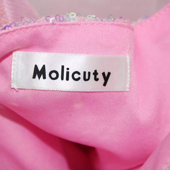 Pink Sequin Bodycon Mini Dress with sheer sleeves - Picture 3 of 3